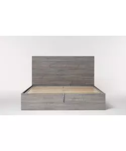 Letto matrimoniale "hi box" rovere grigio con rete e contenitore, 160x190 cm